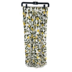 Solitaire Swim White Floral Cover Up Pants Small